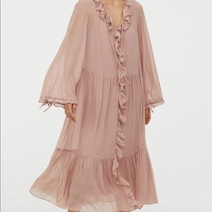 H&M pink tiered maxi dress